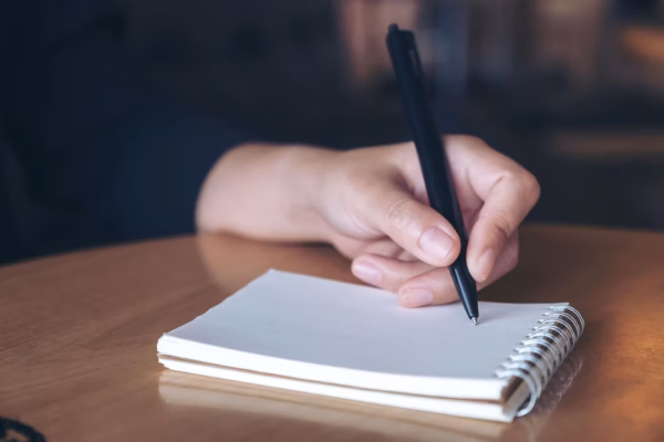 Hand writing on pad