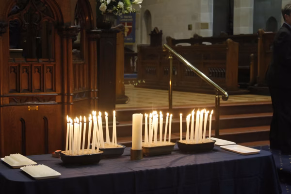 Memorial candles in church